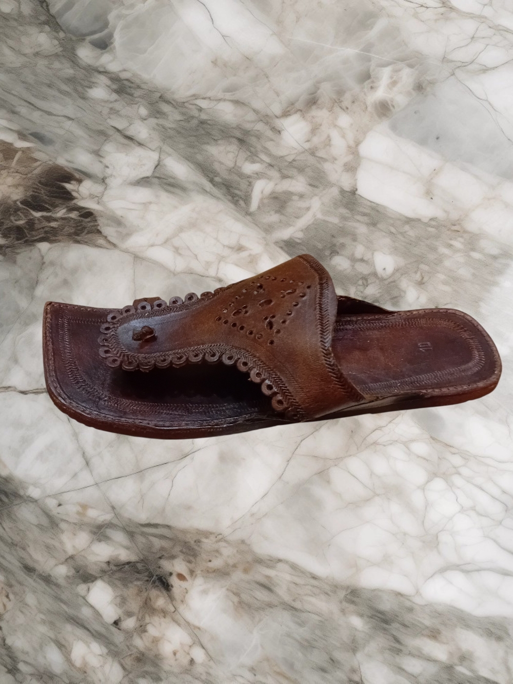 Men's Brown Leather Kolhapuri-Style Slip-On Sandals